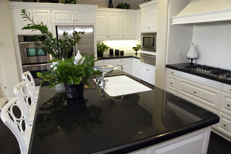 Granite Countertops Black White Cabinets US Affordable Granite Company, NY