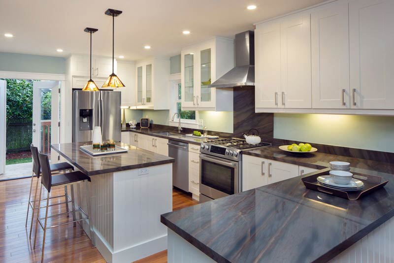 Granite Countertops Blue White Cabients US Affordable Granite Company, NY